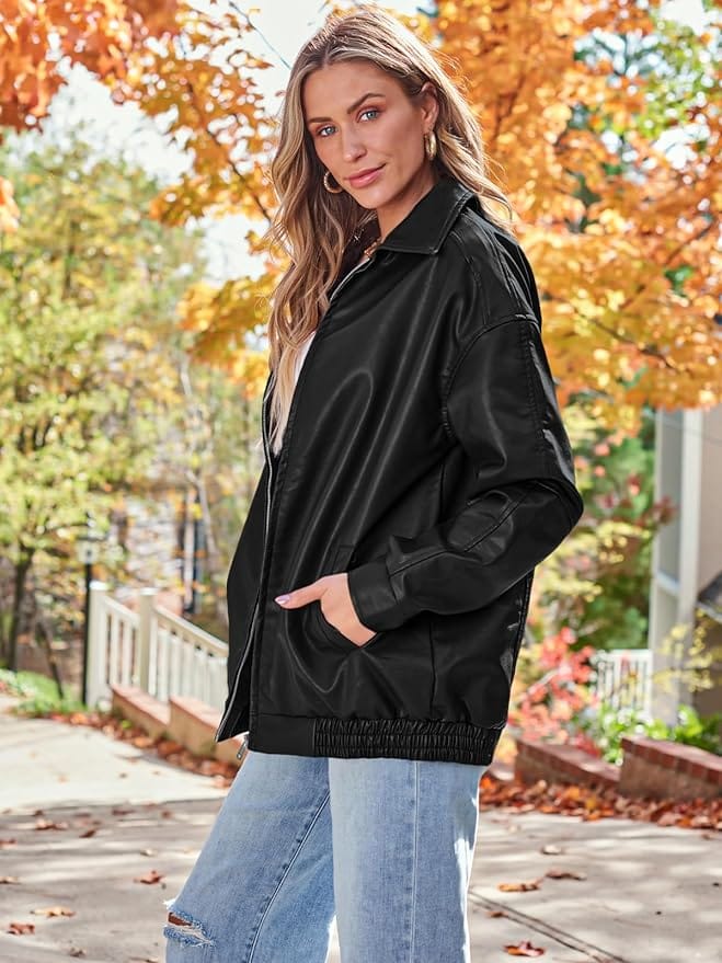 Stunning Motorcycle Jacket for Women – Black Leather Jacket for Fall 2024 - Image 3